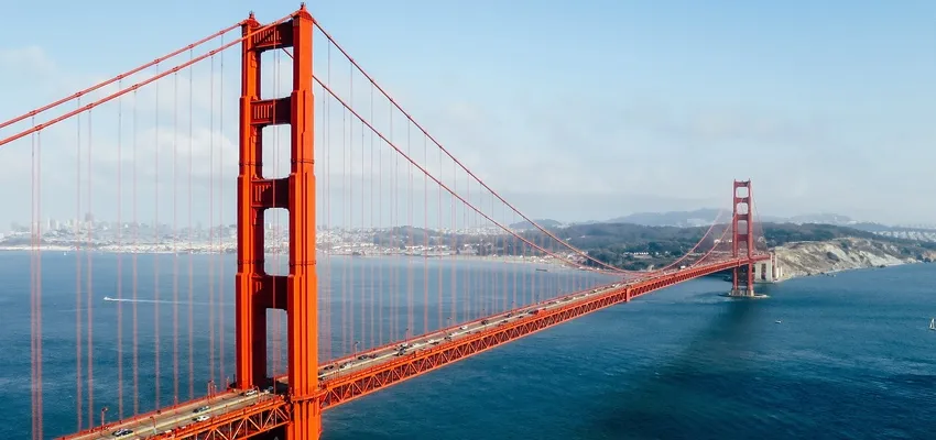 Golden Gate Bridge spanning the water in San Francisco