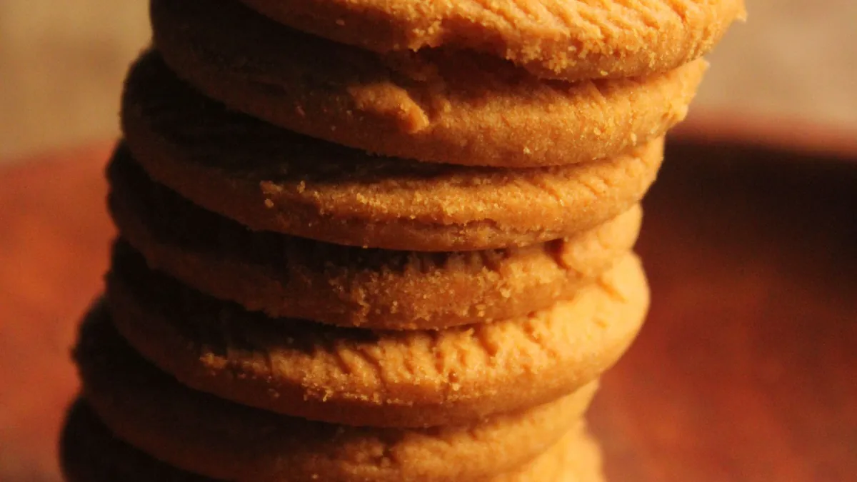 Stack of golden shortbread cookies